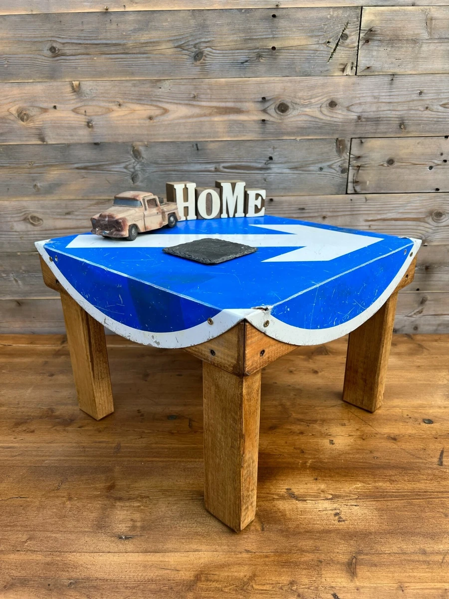 Rustic Road Traffic Sign Coffee Table Reclaimed Retro Side Table