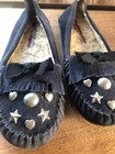 Marc By Marc Jacobs Dark Blue Suede Fur Lined Moccasins Size 40 Heart Studs  — photo 4