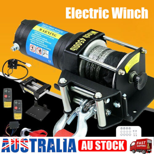 Electric Winch Boat 4500LBS 2041kg Wireless Remote Synthetic Rope ATV Boat Car - Picture 1 of 19