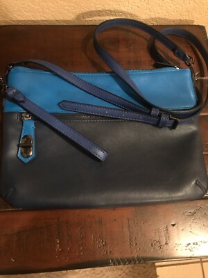 Reed Krakoff Kohl's Crossbody Bag Faux Leather Blue Two-Tone