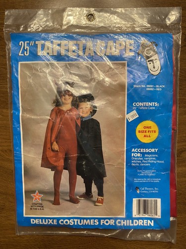 Vintage New Sealed Cal Themes 25” Taffeta Child's Cape for Halloween Costumes D1 - Picture 1 of 11