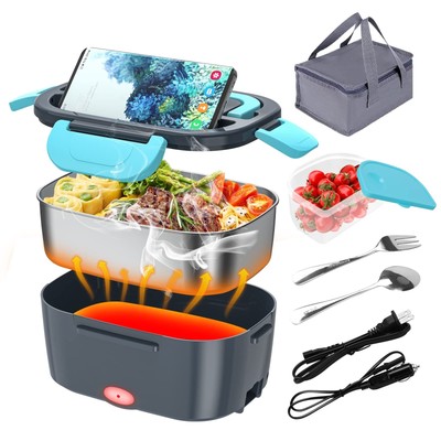 CHARMDOO Electric Lunch Box Food Warmer Heater 12V 24V 110V 80W Faster Heated...