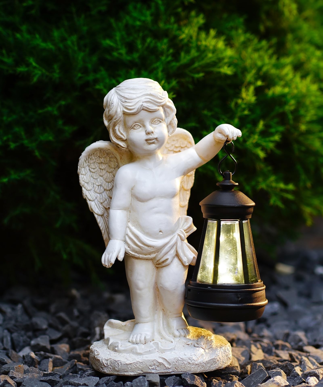 Angel Statues with Solar Lantern- Garden Christmas Decor Outdoor Decorations ...