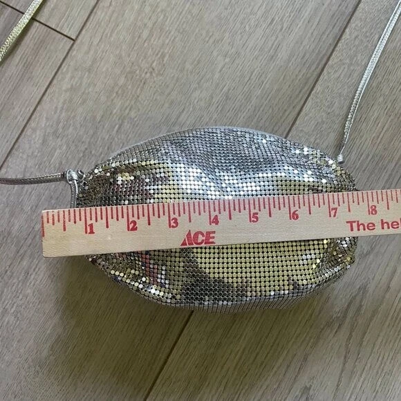 Bolso Bandolera Whiting & Davis Malla Disco Noche Para Mujer Plateado Cóctel Baile de graduación Foto 3 de 4