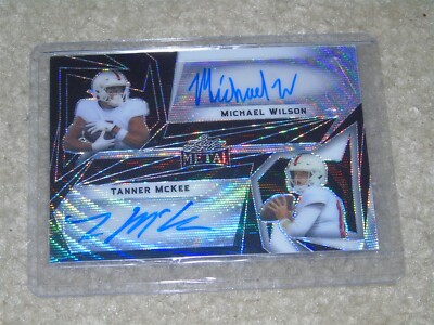 2023 Leaf Metal Football Michael Wilson Tanner McKee Black Wave Dual Auto 4/4