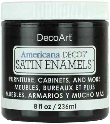 3 Pack Americana Decor Satin Enamels 8oz-Classic Black ADSA-01 New Sealed