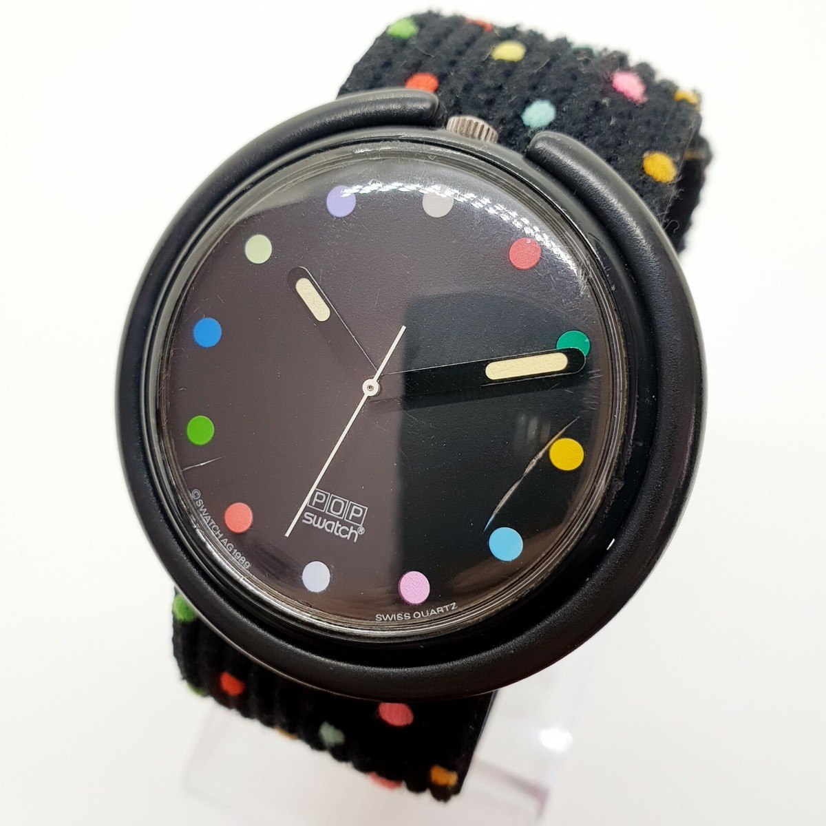 1989 Rainbow Colorful Dots Swatch Pop Watch 80s, Rare Swiss 1989 Rainbow Colorful Dots Swatch Pop Watch 80s, Rare Swiss