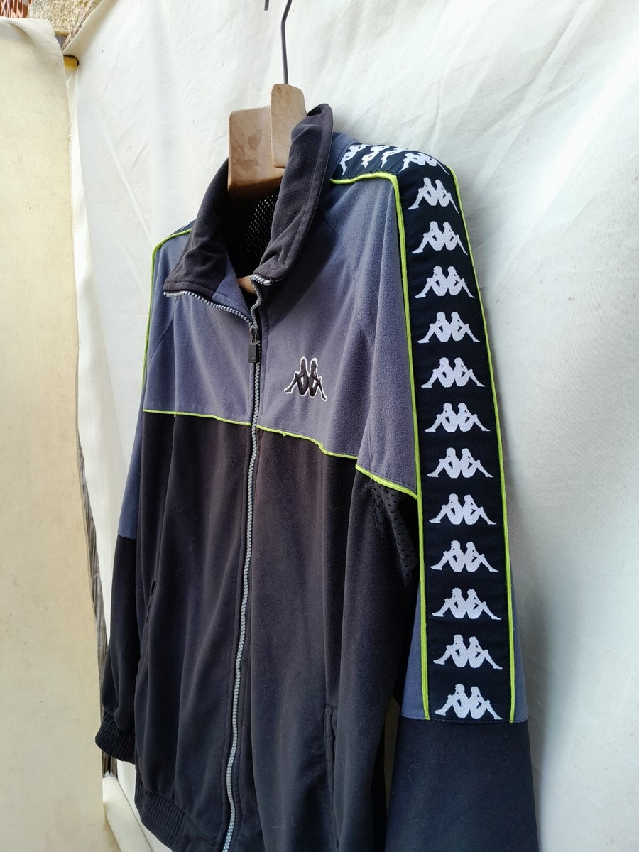 Vintage Kappa Velour Track Jacket Men's Large Grey Black Vintage Kappa Velour Track Jacket Men's Large Grey Black