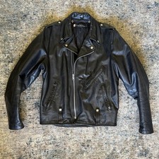 1970&rsquo;s Harley-Davidson Leather Motorcycle Jacket 44 Tall Black Made in USA