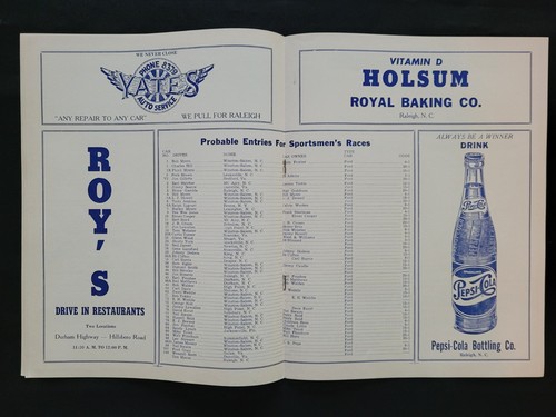 1954 NASCAR Raleigh/Lynchburg Speedway Program #3, Sportsmen's Stock Car Races - Picture 4 of 8