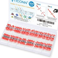 Solder Seal Wire Connectors 200PCS Red AWG 22-18 Heat Shrink Butt Connectors