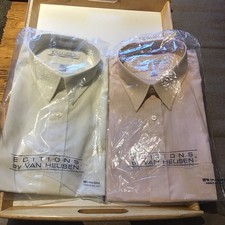 X2 Vintage Van Heusen Men's Dress Shirt Half Sleeve 16 1/2 New With Tags