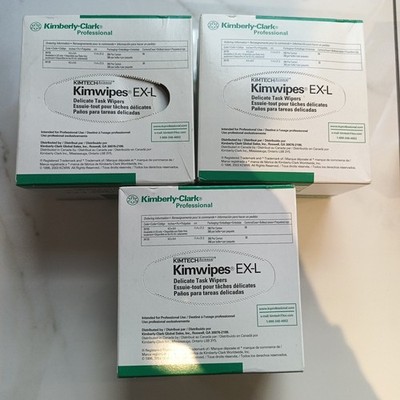 LOT of 3 Professional Kimtech Science Kimwipes, 280/Box Unscented, White 34155