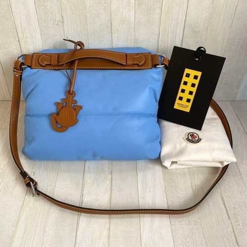 MONCLER JW Anderson Handle Bag Shoulder Clutch Bag Light Blue Brown 4K38