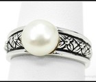 Vintage Honora Cultured Pearl Flower Design Sterling Silver Ring Size 9 — photo 2