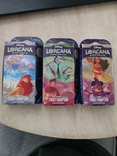 Disney Lorcana: The First Chapter Starter Deck Set of 3 SEALED w/Booster Packs!