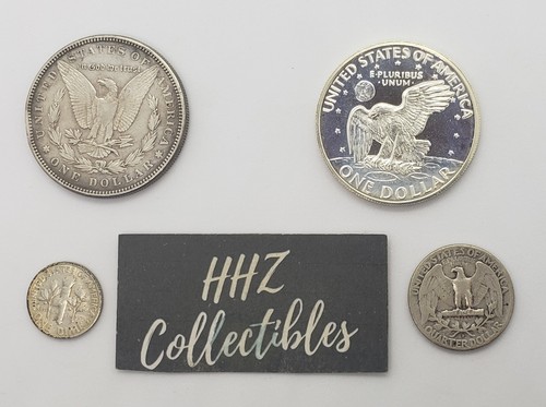 4 US Silver Coin 1885 Morgan 1971 S Eisenhower IKE Dollar &2 More w/ Slab Holder - Picture 4 of 4