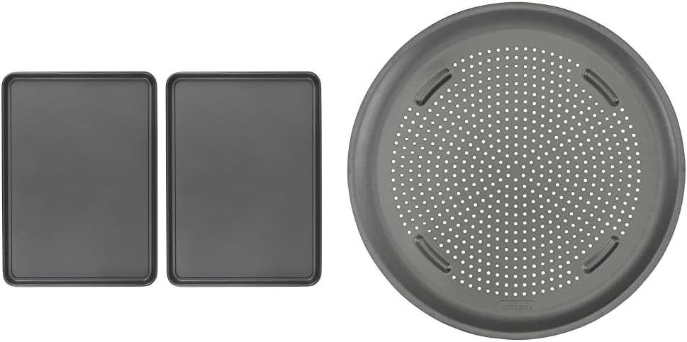 XL Cookie Sheet Set of 2 15" x 21" & 15.75" Insulated Pizza Pan W/ Holes