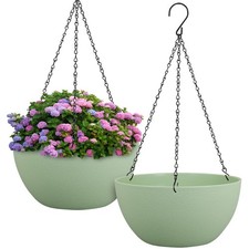 12-Inch Hanging Planters, 2-Pack Indoor Outdoor Flower Pots with Drainage