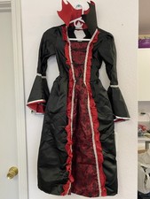 Deluxe Girls Vampire Costume Kids Gothic Royal Dracula Dress Halloween Sz 8/10