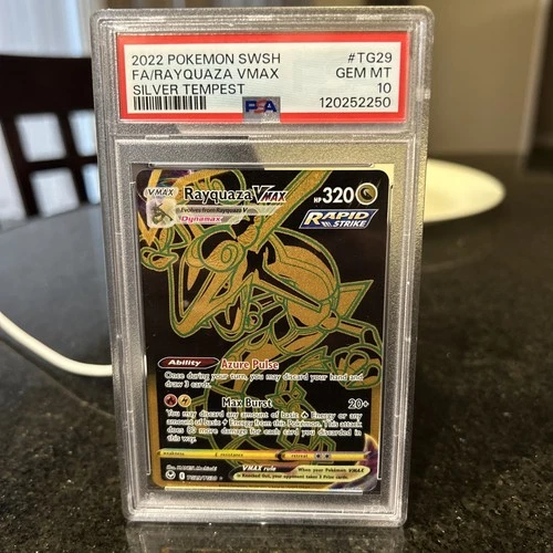2022 Pokémon Silver Tempest Rayquaza VMAX Gold Secret Rare TG29 PSA 10 Gem Mint