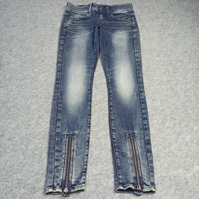G-Star RAW Damen Skinny Jeans W28 L32 Blau Lynn-Zip-Grip Mid Skinny Ankle Zip