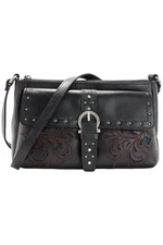 Patricia Nash Montana Collection Leather Maisie Flap Crossbody Black