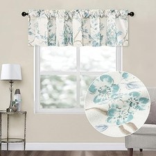 Short Floral Curtains Valance for 52"W x 12"L Pack of 1 Flowers blue