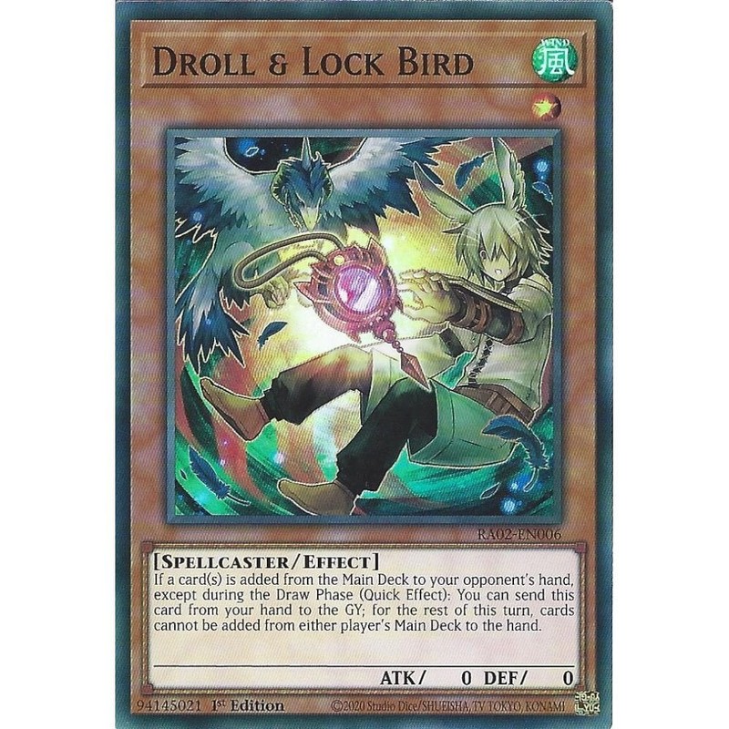 RA02-EN006 Droll & Lock Bird (ALTERNATE ART) : Super Rare : 1st Edition : YuGiOh