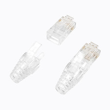 RJ45 Cat6 Pass through Connectors and Strain Relief Boots, Easy to Crimp Modular