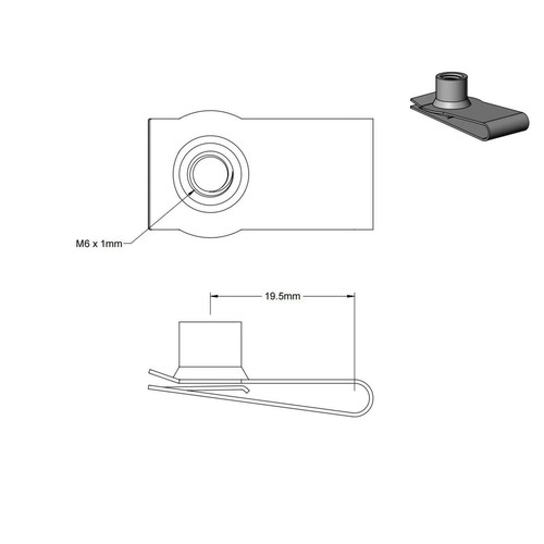 Tuerca de clip M6 larga de acero inoxidable estilo U, tipo U M6SS larga, plateada - Imagen 2 de 2