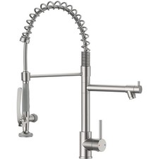 Commercial Pull Down Kitchen Sink Faucet with Sprayer Brushed Nickel