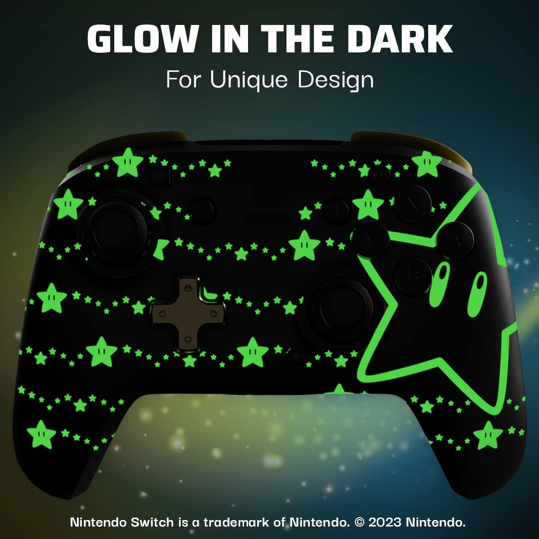 Manette PDP REMATCH GLOW Wireless Controller Mario Stars manette switch rechargeable jaune - 3