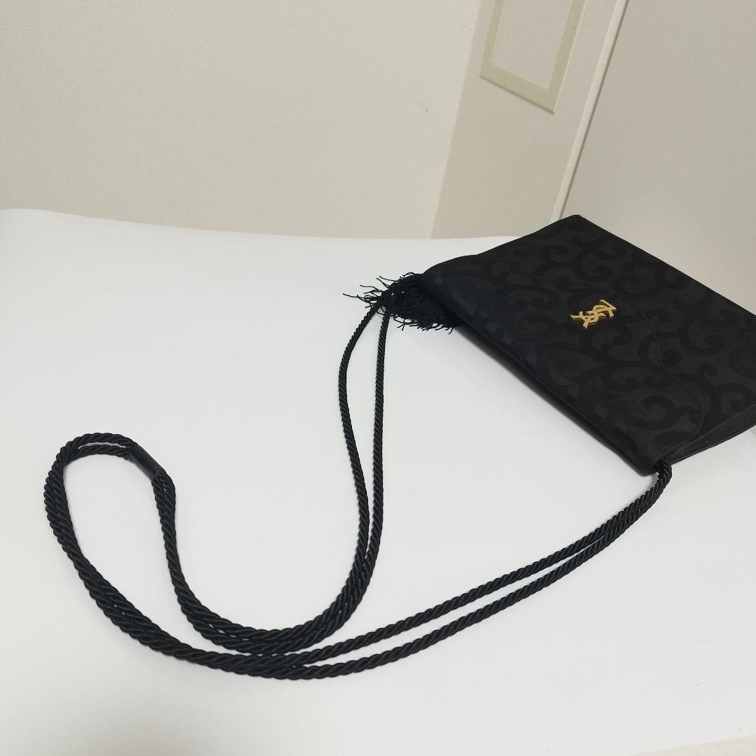 YVES SAINT LAURENT Nylon Leather Shoulder Bag Black Arabesque Fringe Classic thumbnail 3