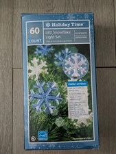 Holiday Time Led Snowflake Light Set 19 Ft Indoor Outdoor Blue/White New In Box