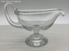 Pressed Glass Clear Pedestal Gravy Boat with Ladle 2 Piece Set Vintage — photo 6