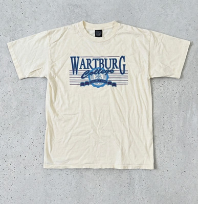 Vintage 90s Wartburg College T Shirt XL Single Stitch Cream H Miller Made In USA