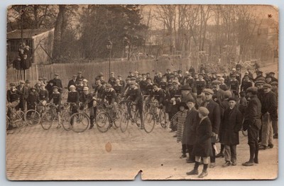 French Sport~Crowd Gathers To Watch Bicycle Race~Picket Fence~France c1908 RPPC