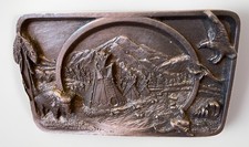 Vintage  83 TRIBUTE TO THE AMERICAN INDIAN Siskiyou Buckle Co. Pewter Buckle USA