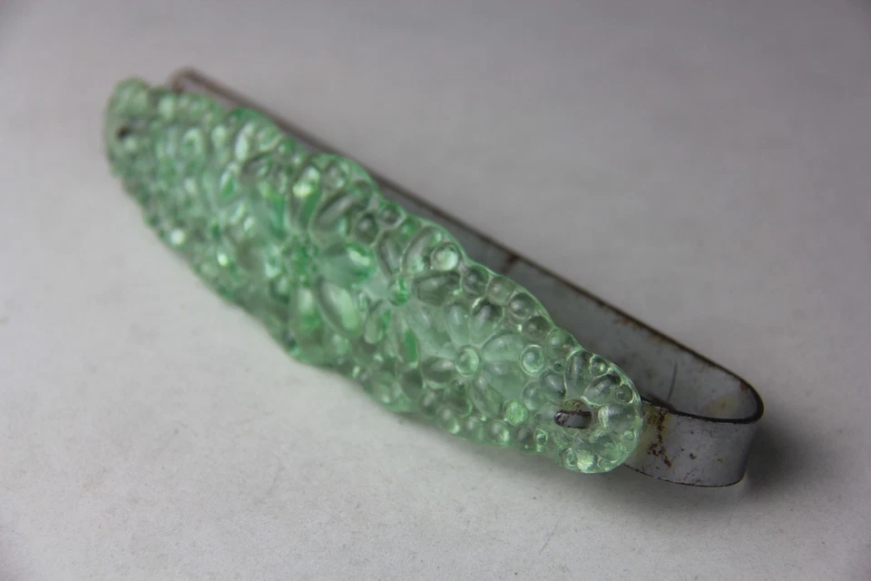 Raro soporte para cortina verde vaselina uranio depresión vidrio art deco Foto 4 de 4