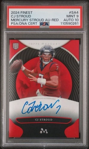 2024 Topps Finest Mercury CJ Stroud RC Auto Red /5 #SA4 PSA 9/10 POP 2 NO HIGHER