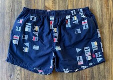 Vintage Nautica Men's AOP Flag Print Nylon Swim Shorts 90s