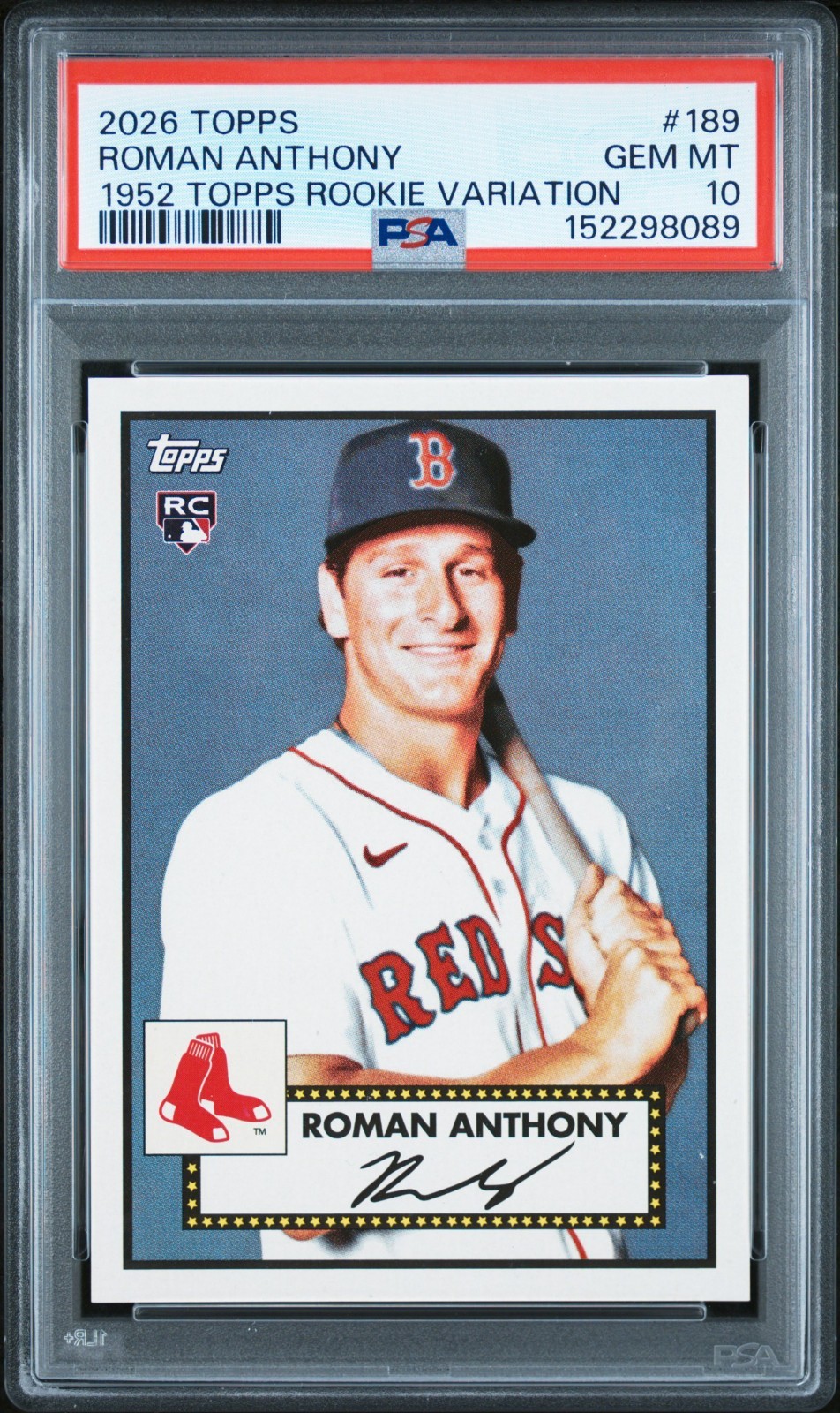 2026 Topps Roman Anthony #189 1952 Topps Variation SSP Rookie RC PSA 10 - POP 1