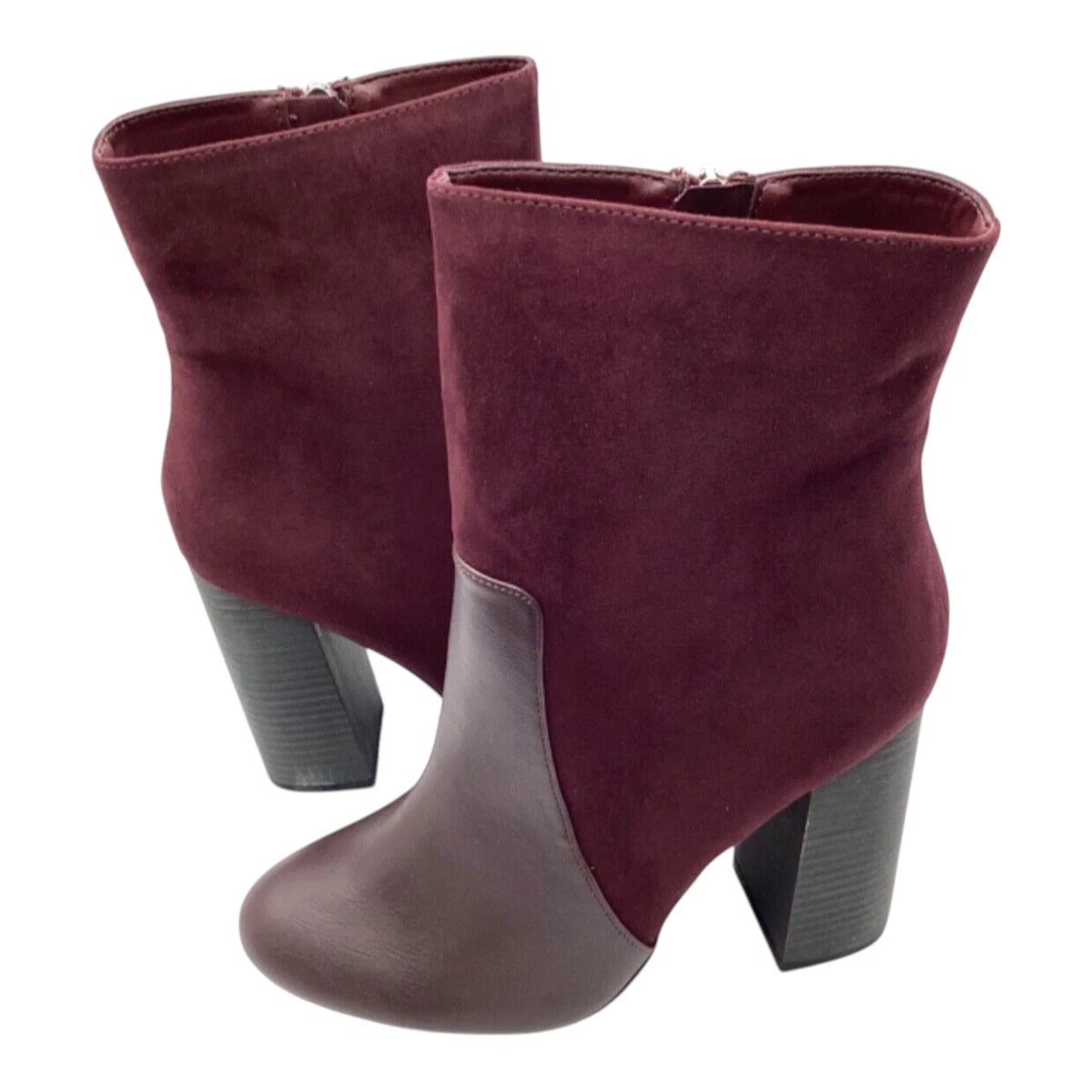 Anne Michelle Mujer Botines Reino Unido 5 Borgoña Imitación Cuero Tacón Bloque Invierno