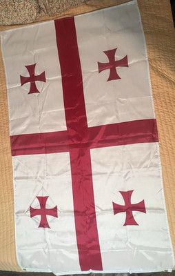 Georgia Country Flag White Red Crosses 100% Polyester Made in Taiwan