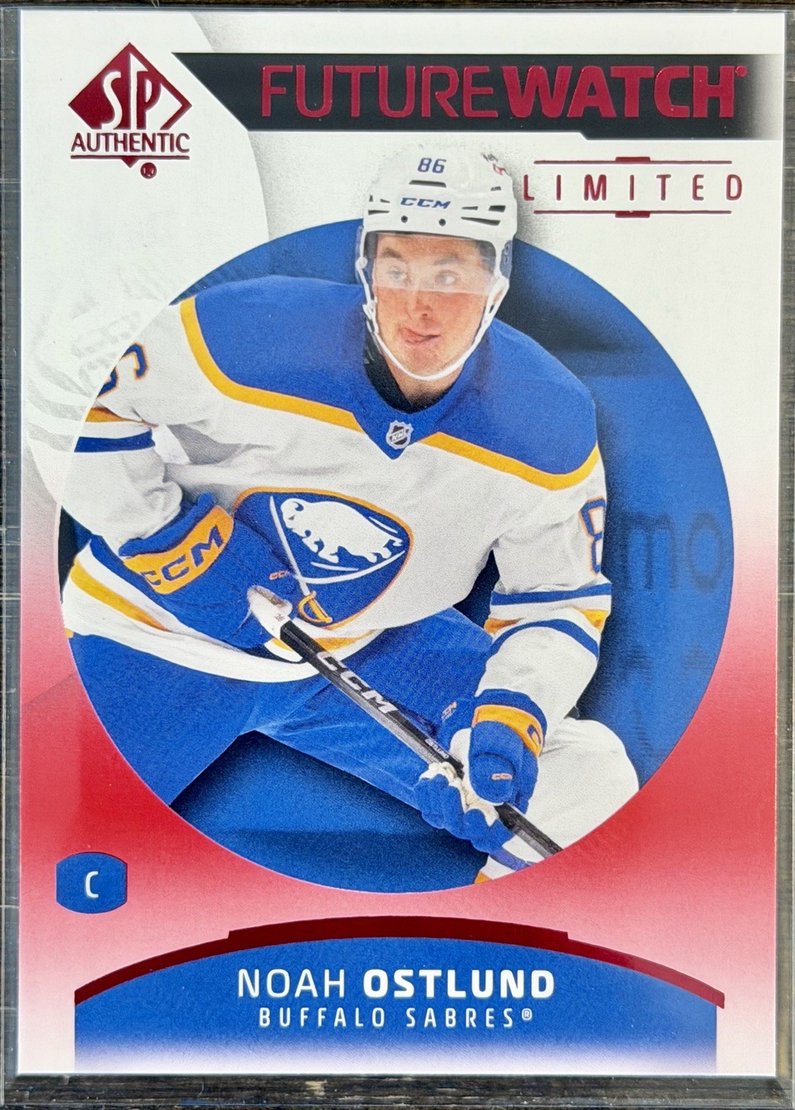 2025 SP Authentic #136 Noah Ostlund Future Watch Limited Red Rookie Sabres