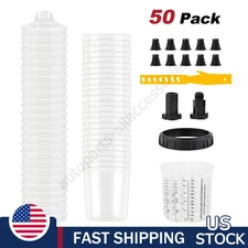 50Pcs Disposable Paint Spray Gun Cup Liners and Lid System 20 Ounce (600ML) Kits