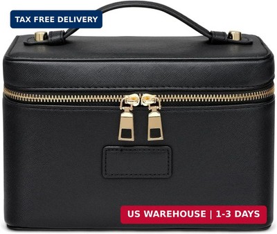 Makeup Bag Vanity Case with Removable Organizer Divider Waterproof Leather Porta