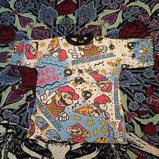 Vintage RARE 1991 Nintendo Super Mario Bros AOP Medium Youth Tshirt SSI
