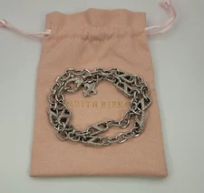 Judith Ripka Rope Link Necklace with Fleur de Lis Charm 18" Sterling Silver NEW